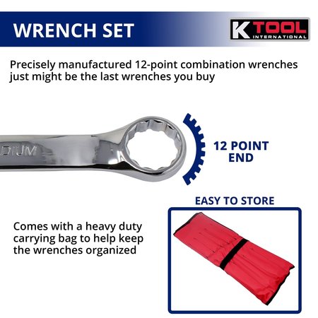 K-TOOL INTERNATIONAL Wrench Set 23 pcs., Metric Pro-series KTI41803